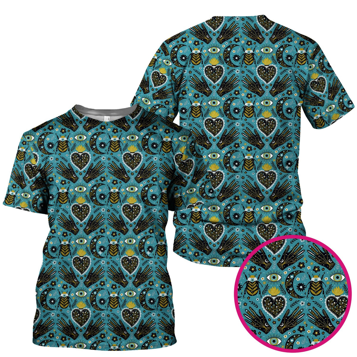 Mystic Celestial Heart Evil Eye Nurse Scrub Top