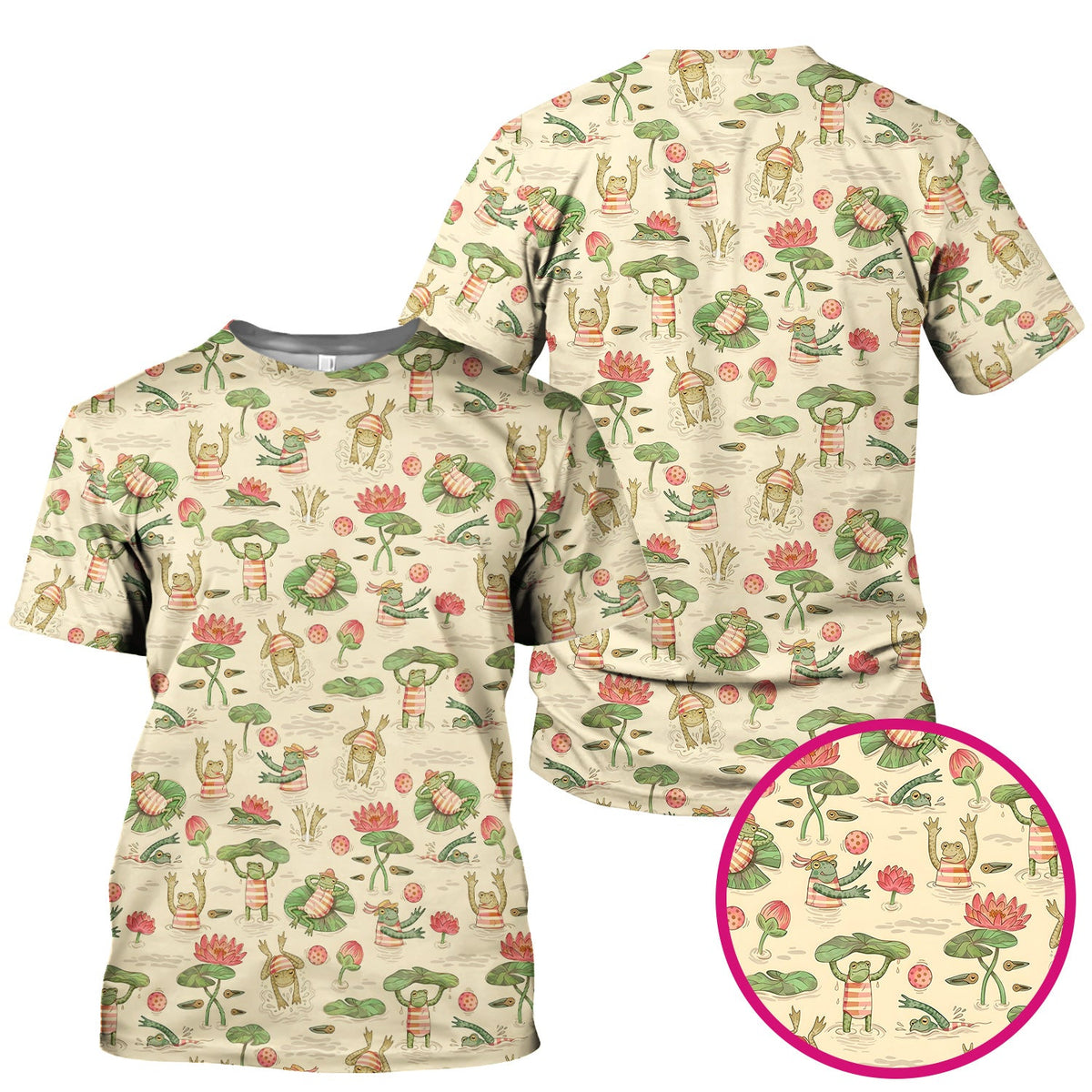 Frogs Swimming Lily Pond Nurse Scrub Top