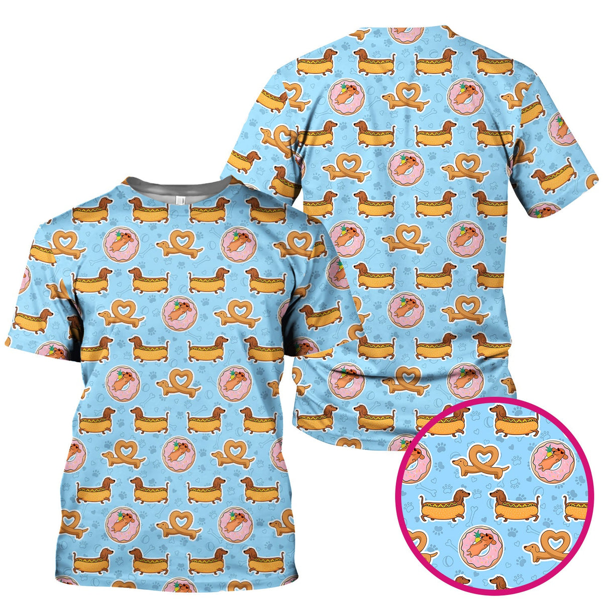 Dachshund Donut Heart Nurse Scrub Top