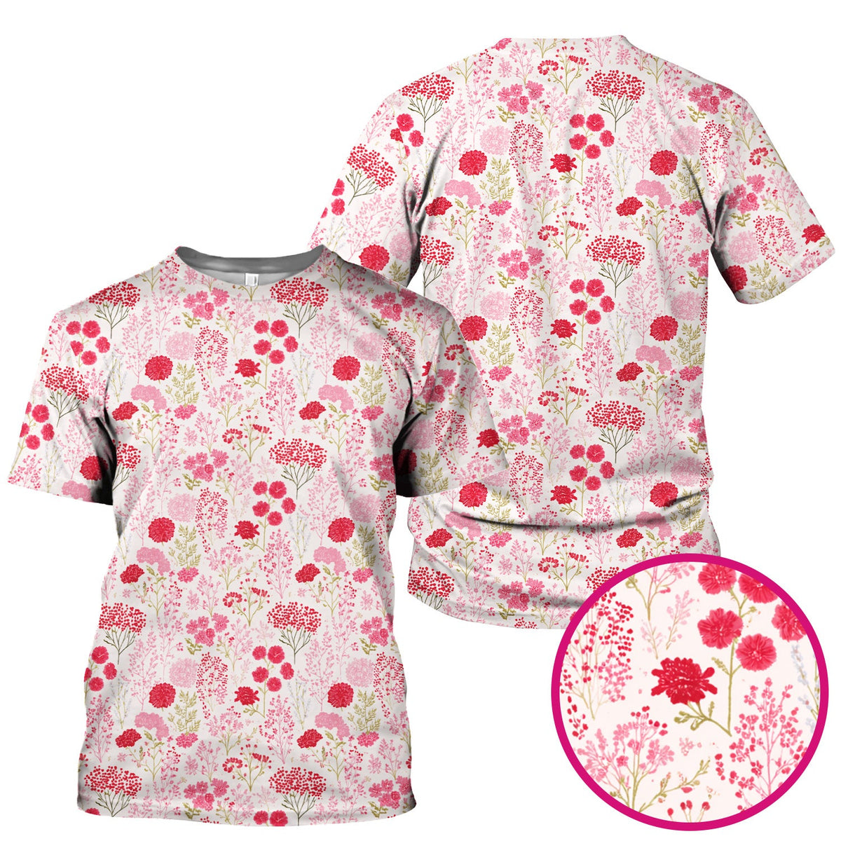 Pink Floral Allover Nurse Scrub Top