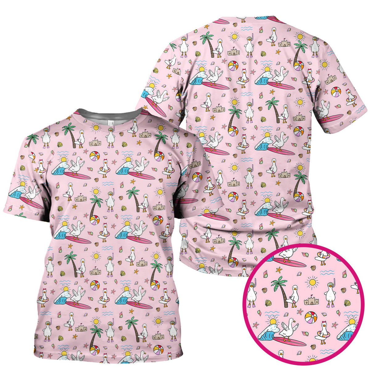 Seagull Surfboard Beach Palm Tree Nurse Scrub Top