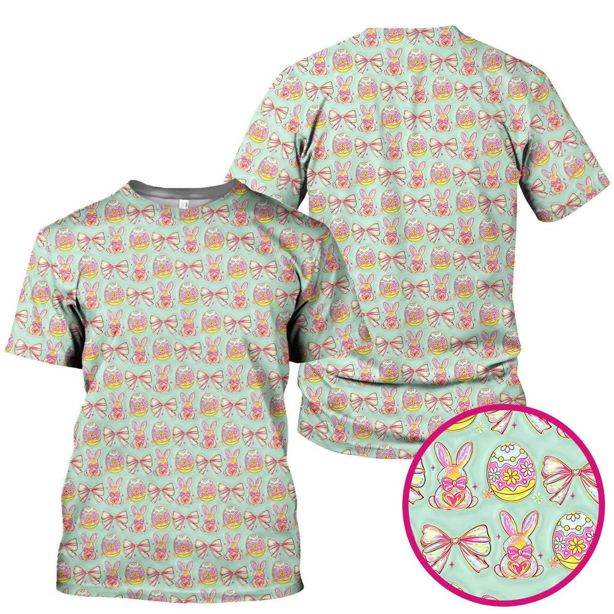 Bunny Pastel Egg Bow Nurse Scrub Top - Easter Gift