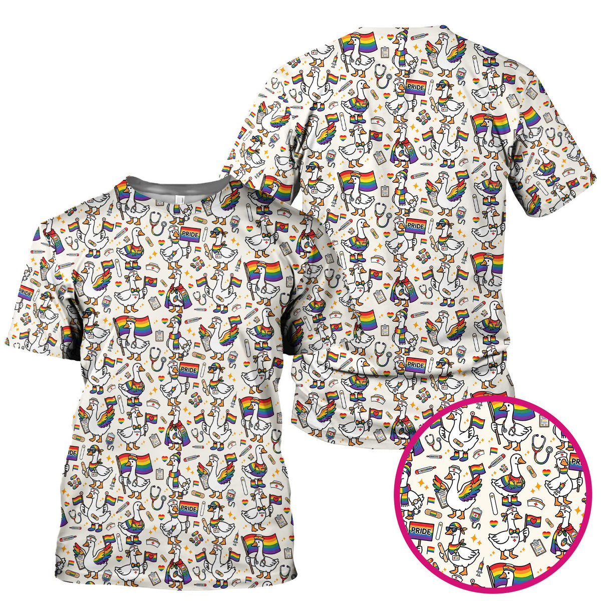LGBT Pride Nurse Duck Scrub Top