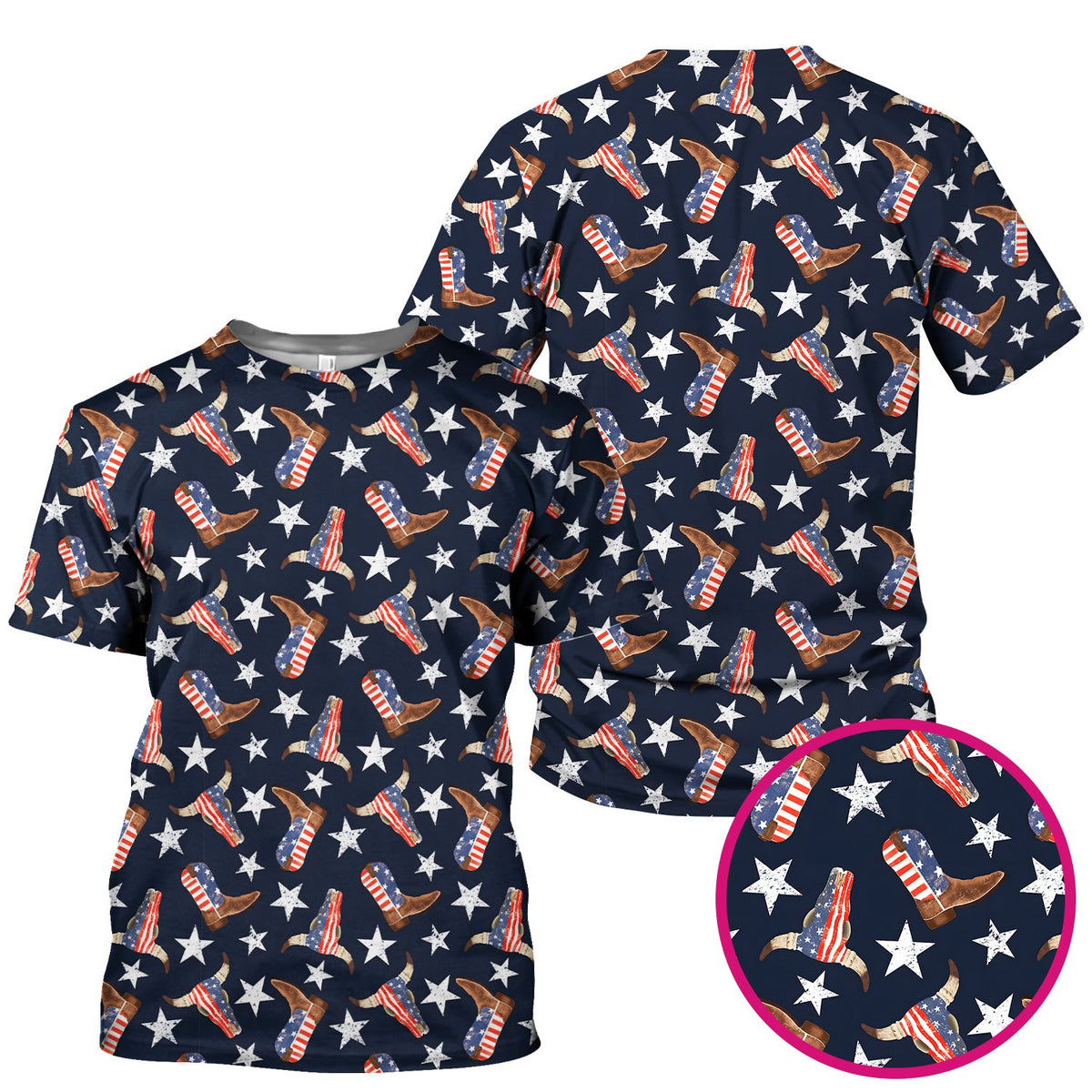 Western Boots Stars Nurse Scrub Top