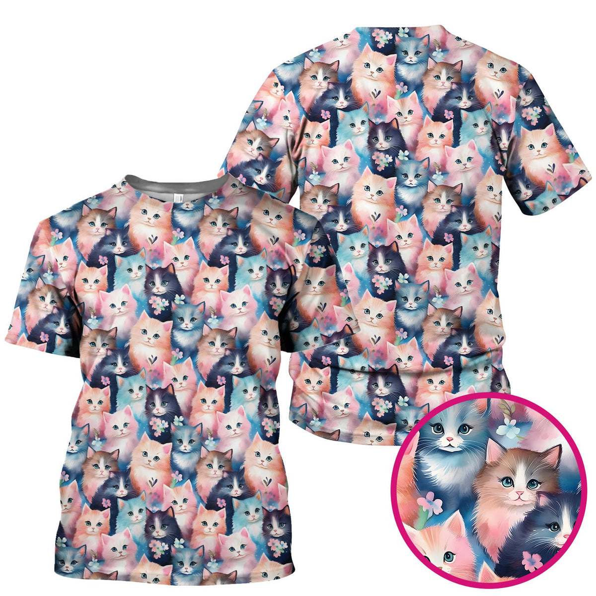 Pastel Kitten Aesthetic Nurse Scrub Top
