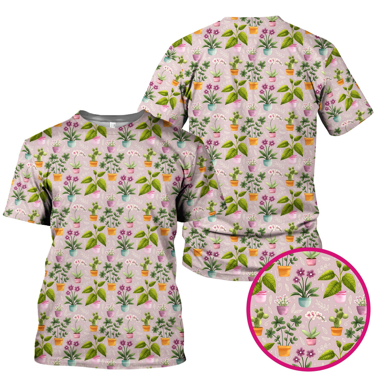 Potted Orchid Cactus Nurse Scrub Top