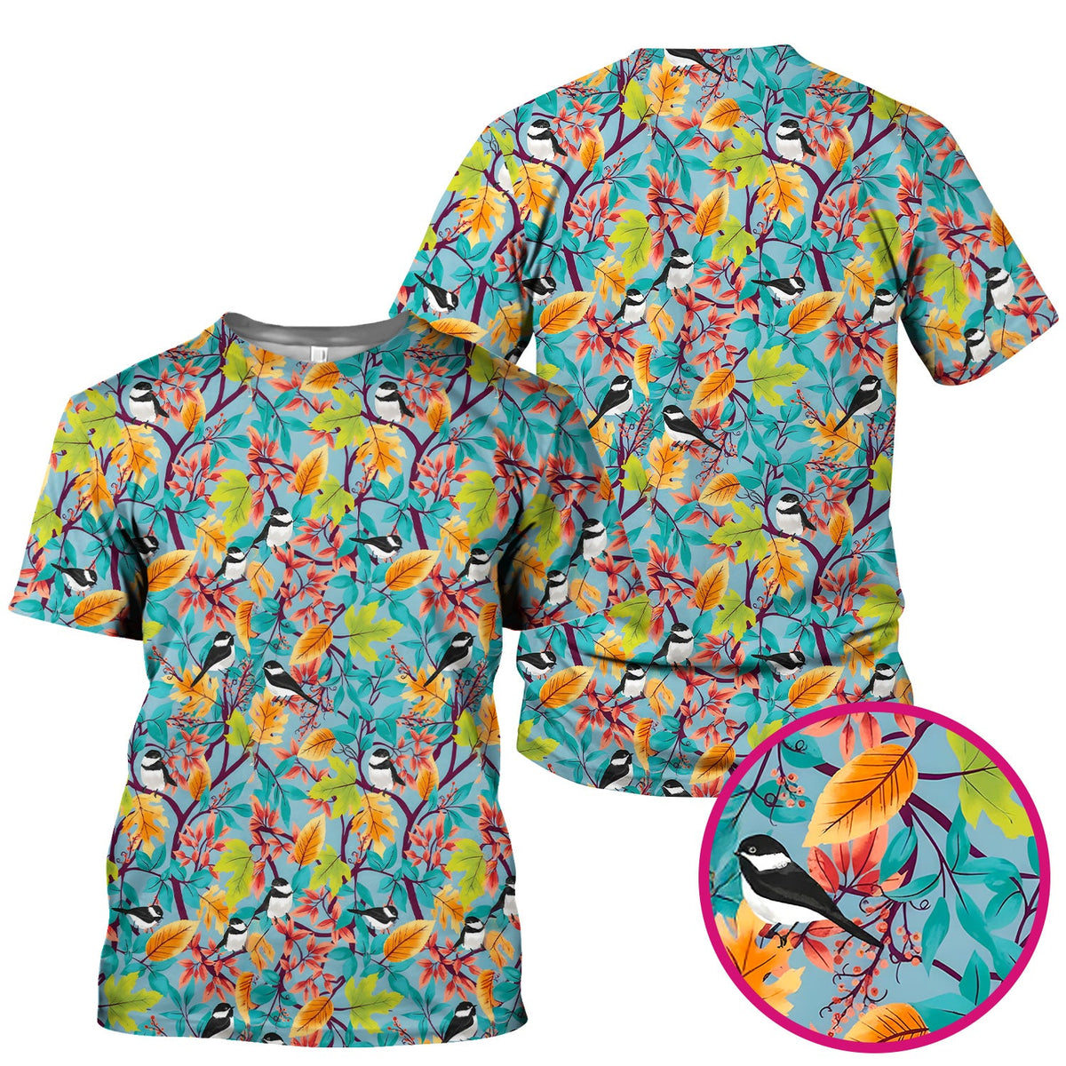 Autumn Leaf Chickadee Bird Nurse Scrub Top