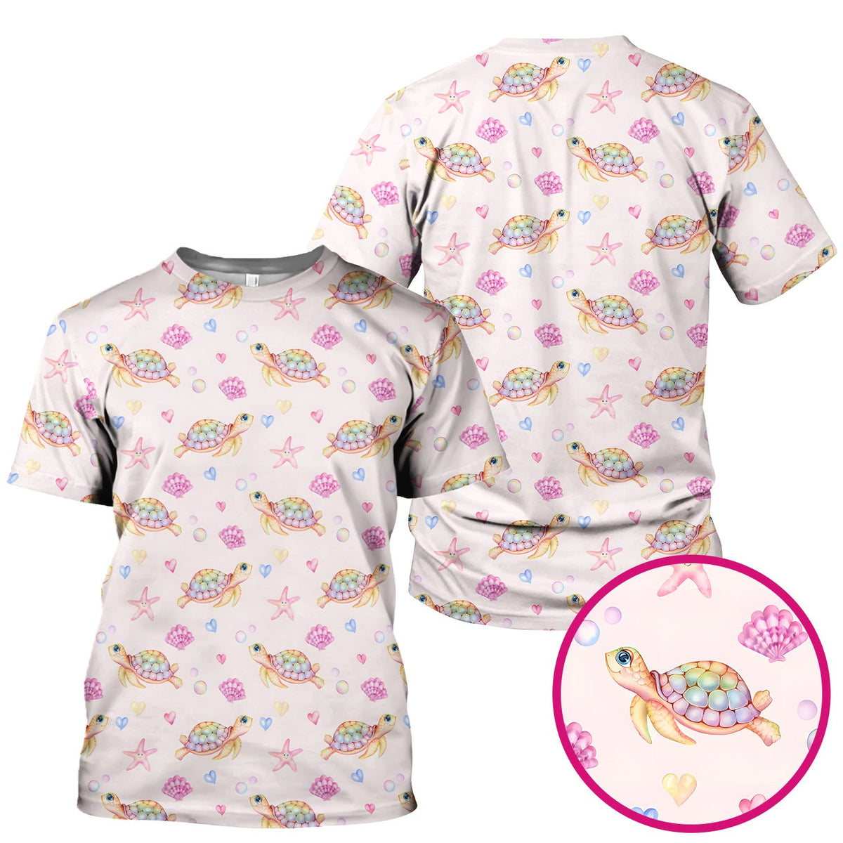 Sea Turtle Ocean Print Scrub Top, Comfortable Scrubs for Nurses