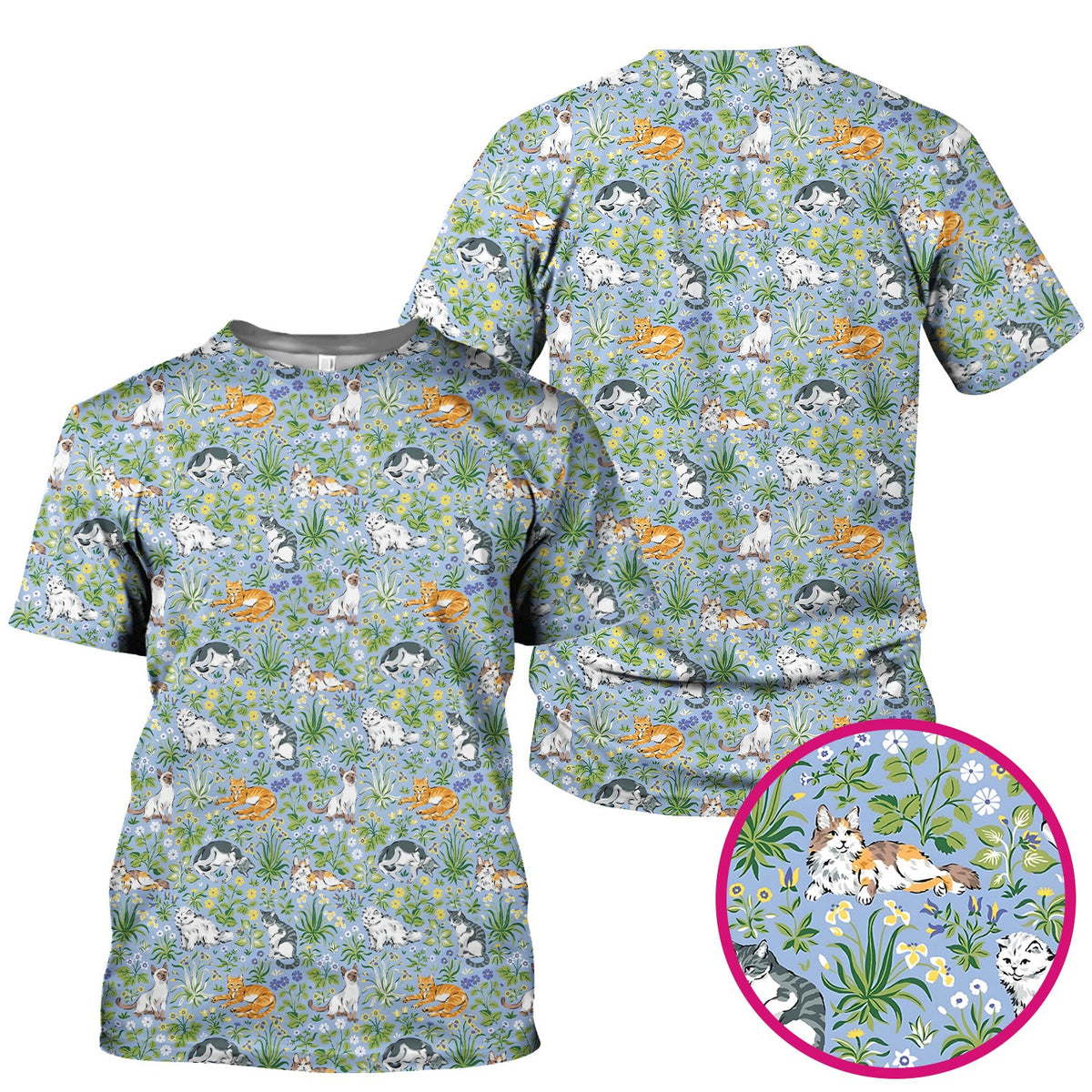 Floral Cat Garden Nurse Scrub Top