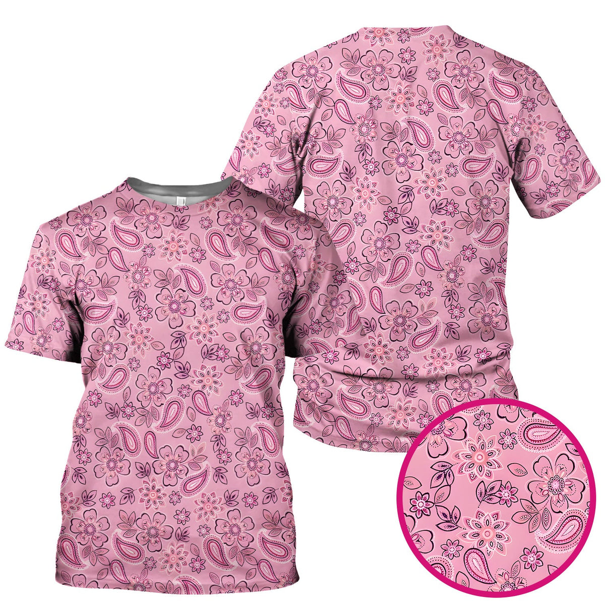 Pink Paisley Floral Nurse Scrub Top