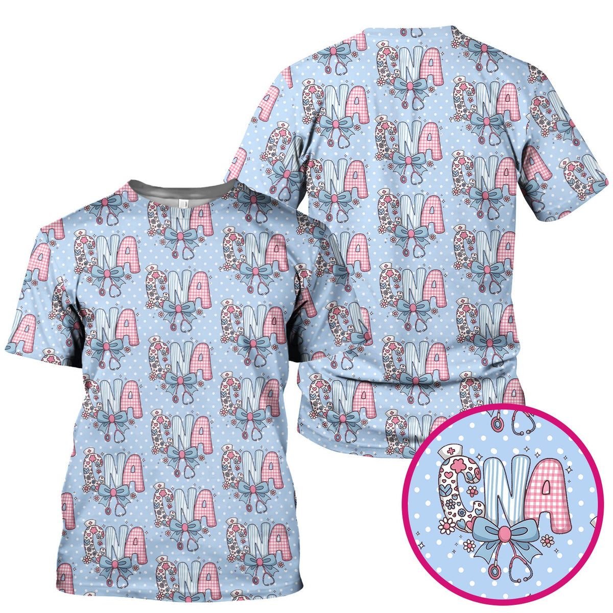 Floral Bow Nurse Scrub Top