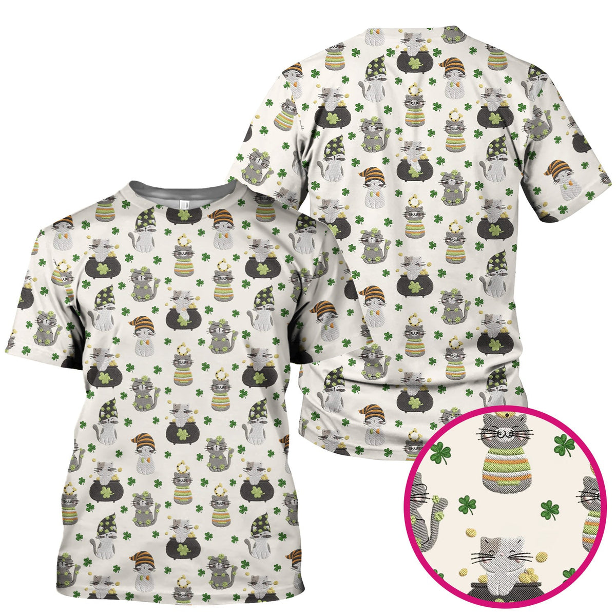 St Patrick Lucky Cat Shamrock Nurse Scrub Top