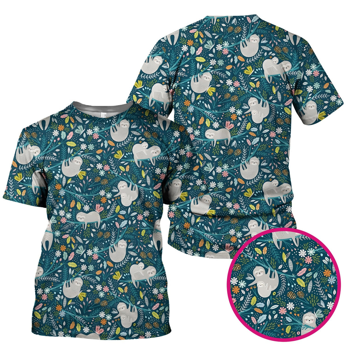 Sloth Jungle Leaf Nurse Scrub Top