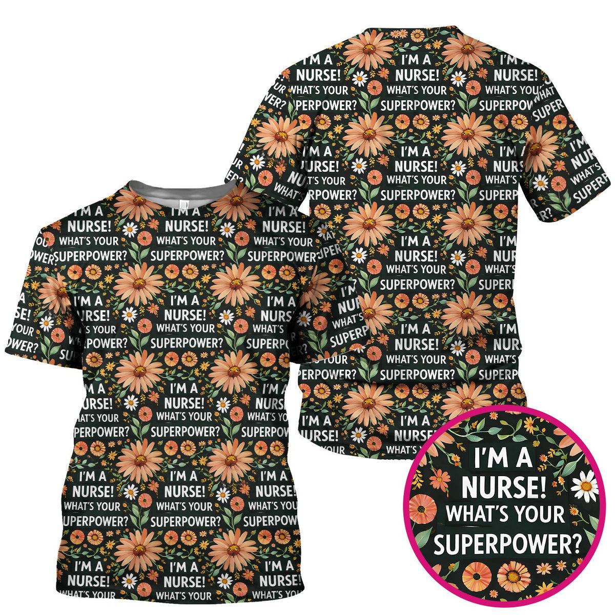 Superpower Floral Nurse Scrub Top