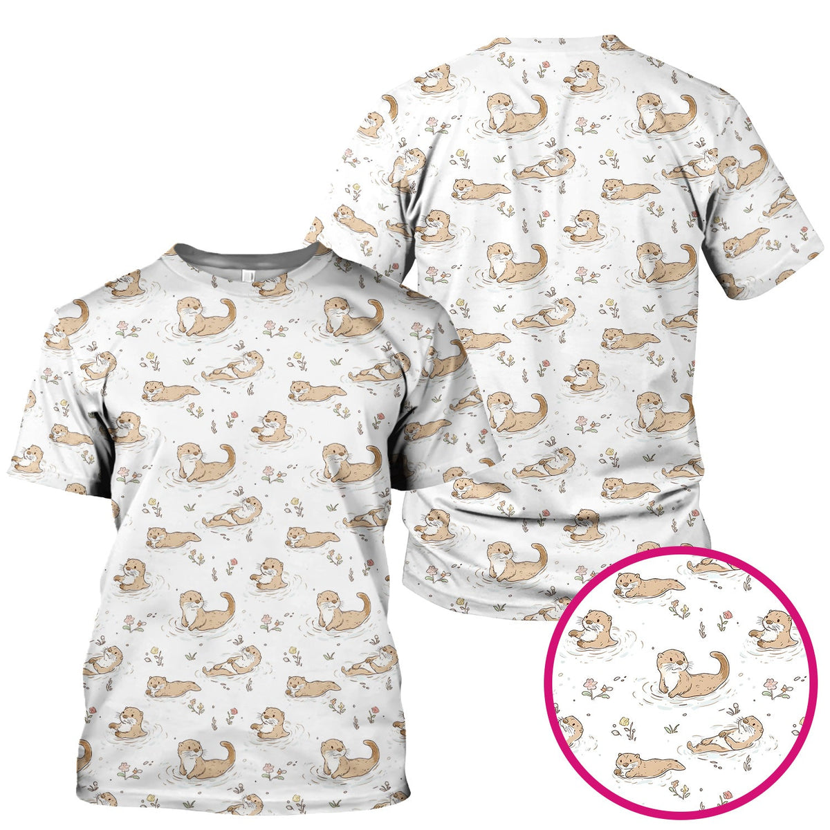 Otter Swimming Floating Water Nurse Scrub Top