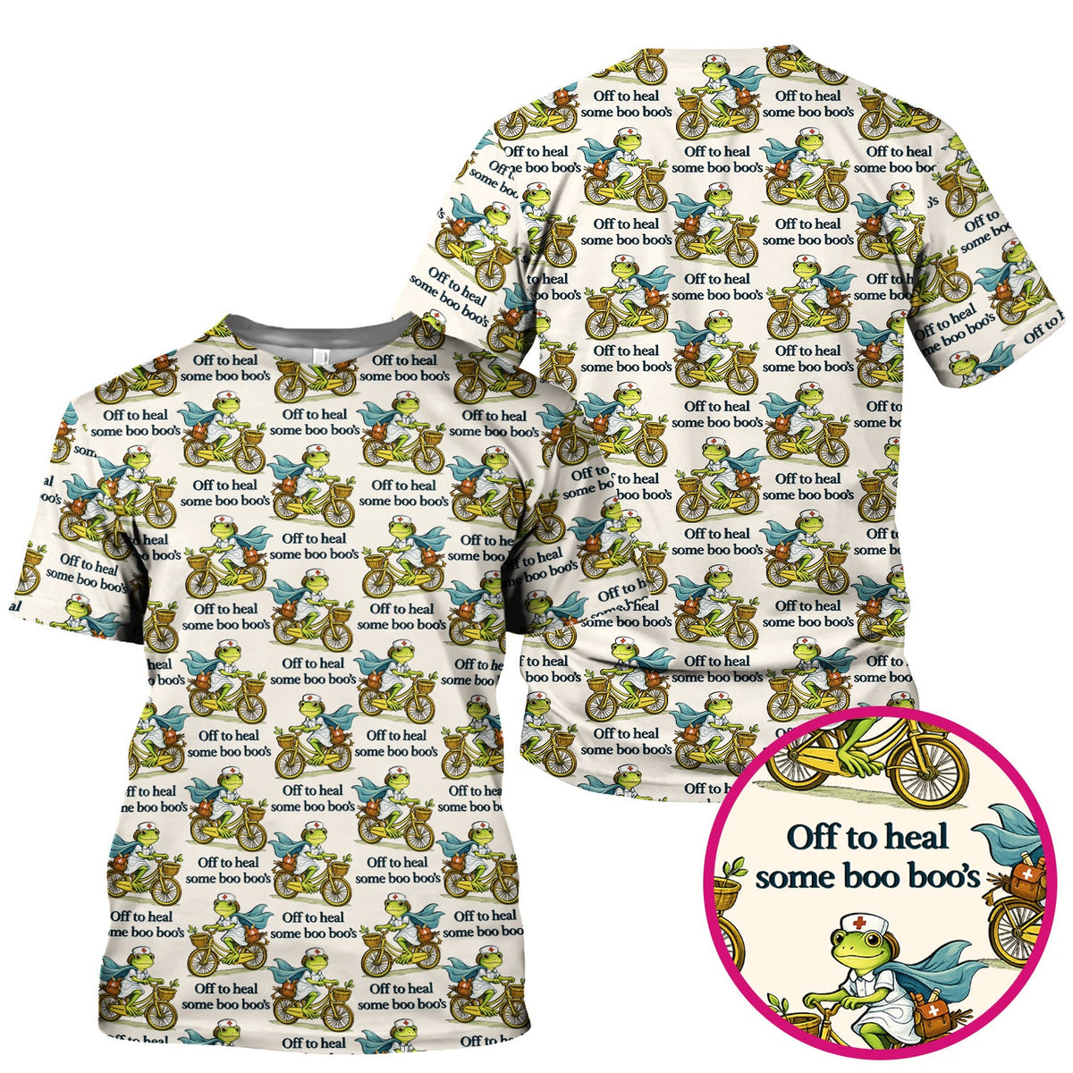 Frog Cycling Nurse Scrub Top