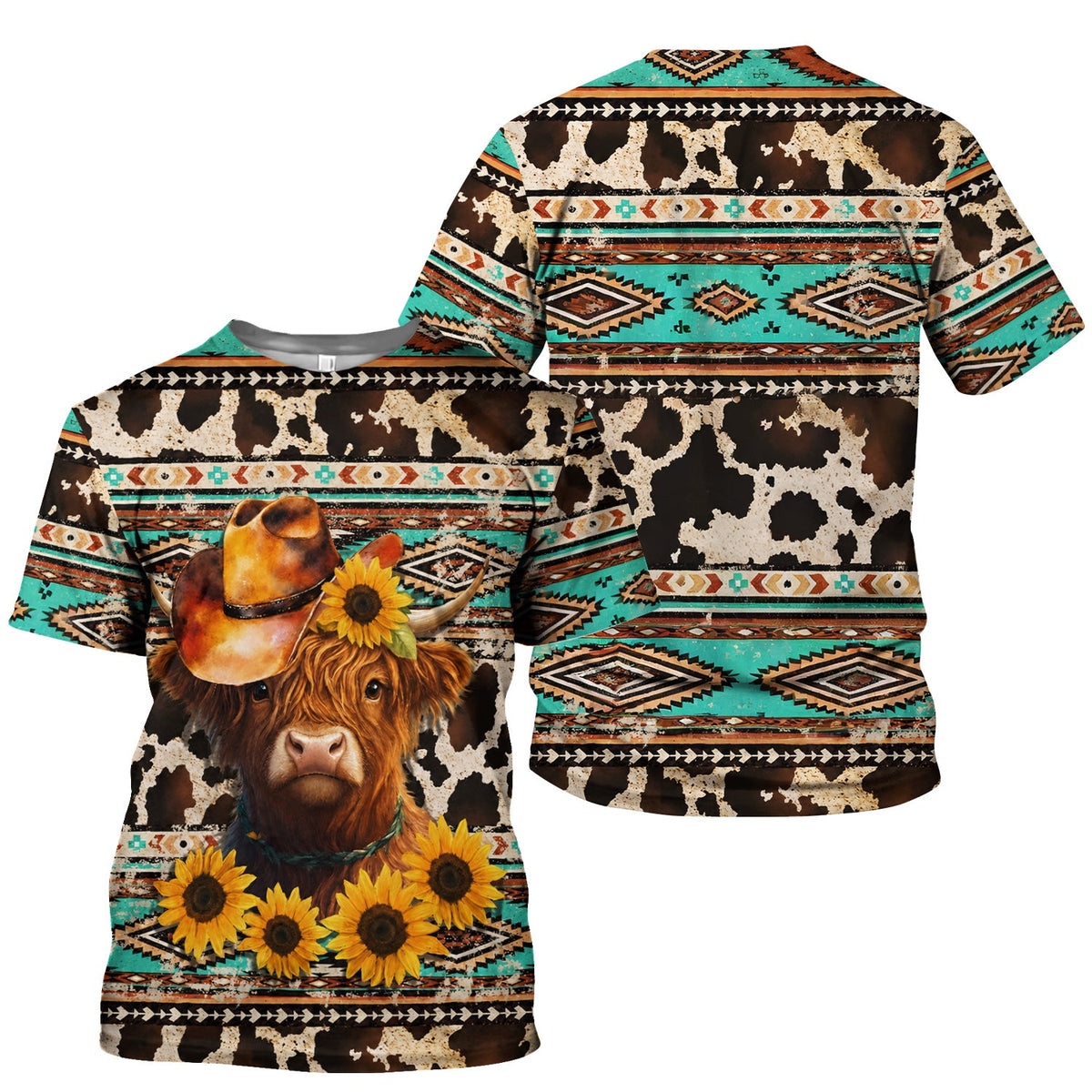 Western Highland Cow Sunflowers Nurse Scrub Top