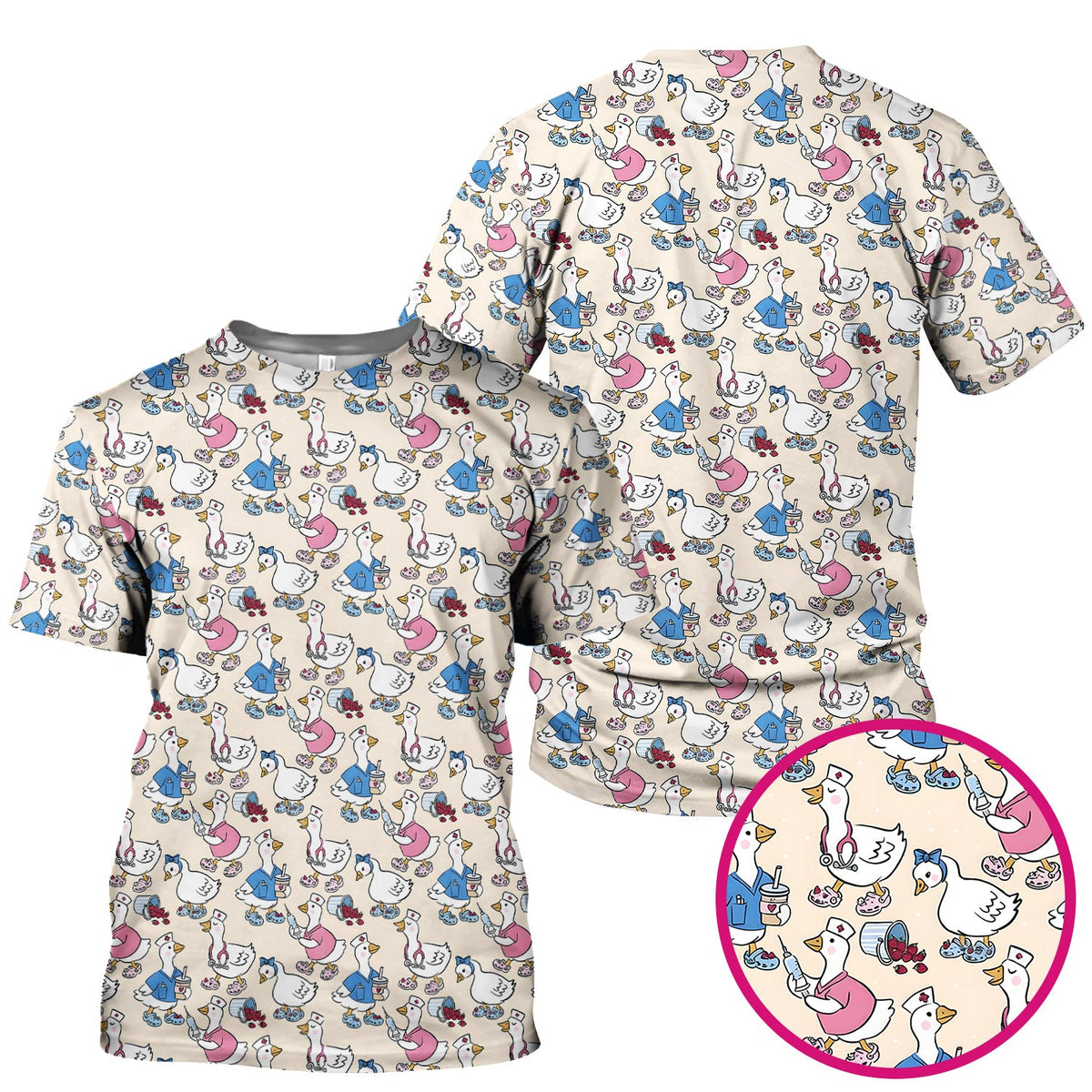 Goose Cartoon Nurse Scrub Top