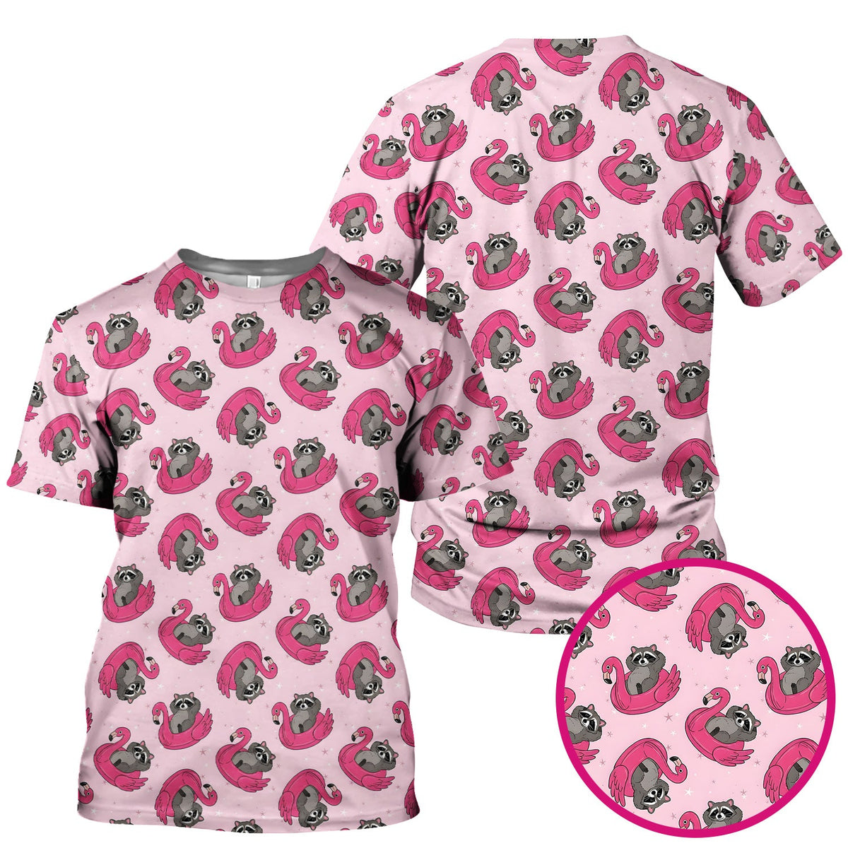 Raccoon Flamingo Float Nurse Scrub Top