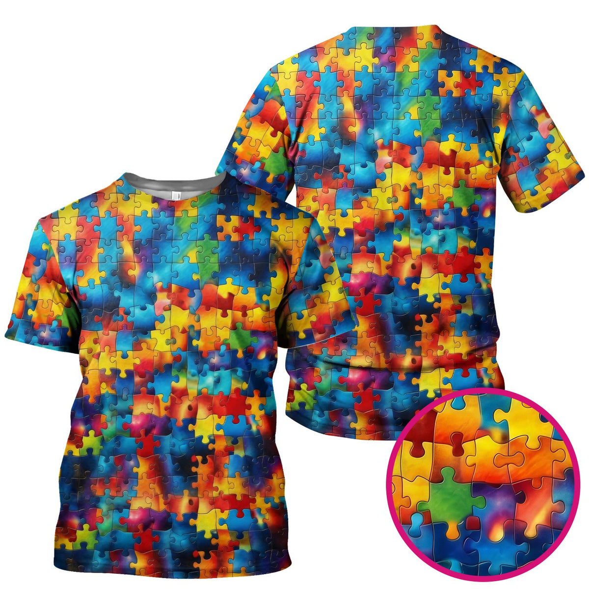 Rainbow Puzzle Piece Nurse Scrub Top