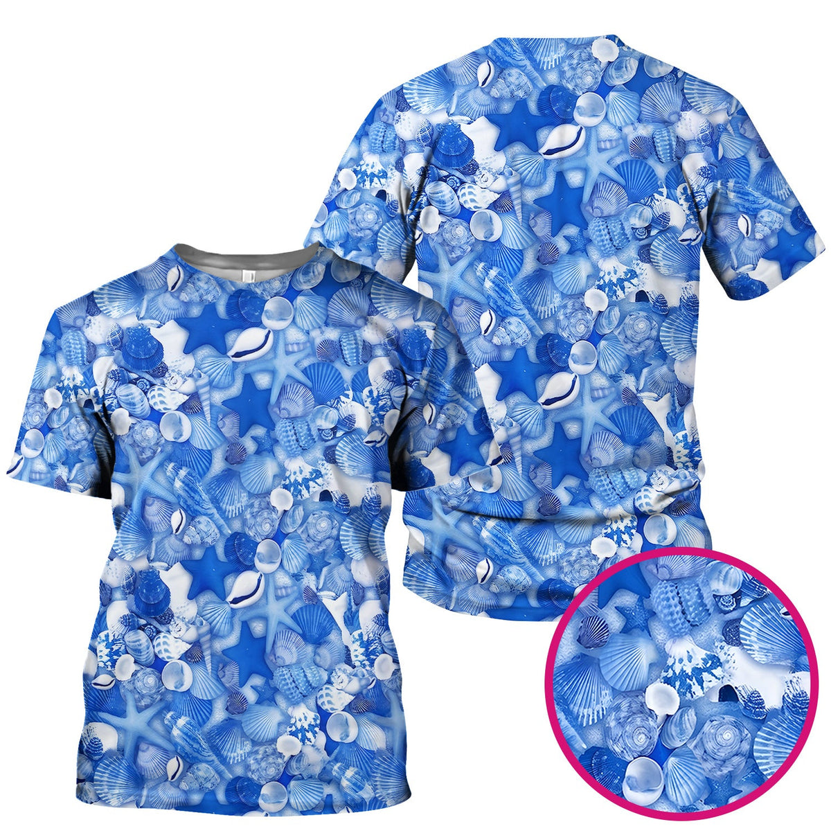 Blue Seashell Starfish Ocean Nurse Scrub Top