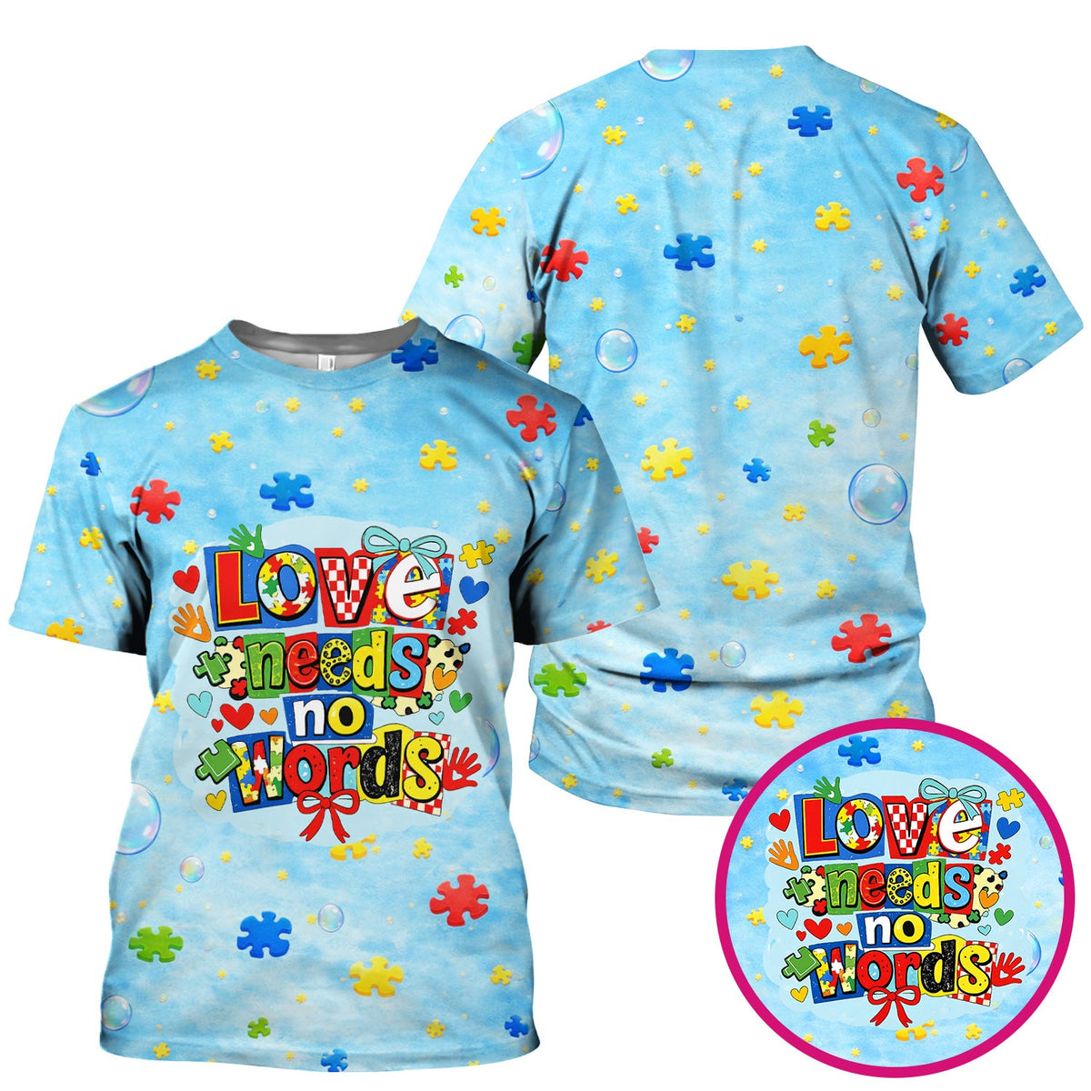Autism Awareness Love Needs No Words Nurse Scrub Top
