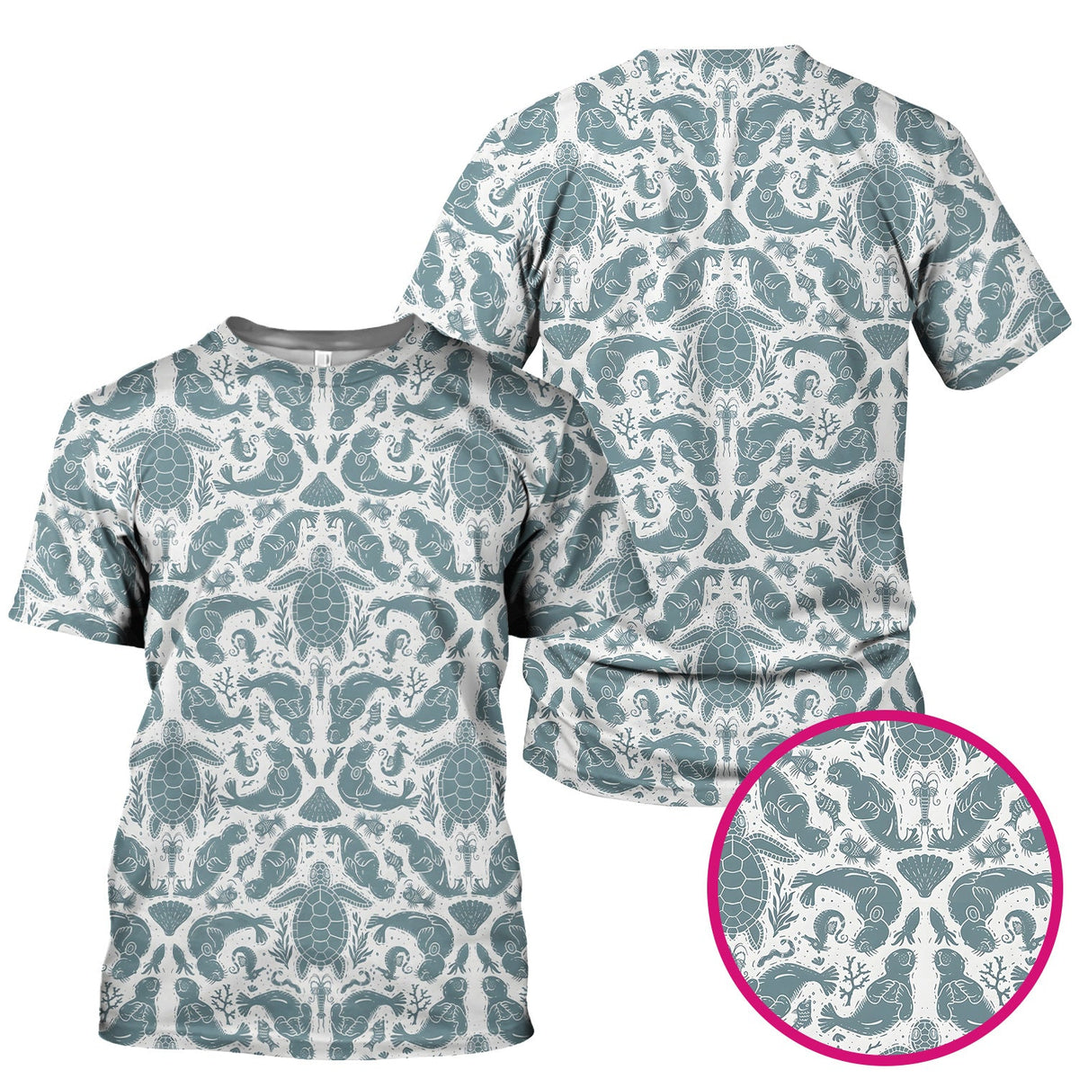 Ocean Sea Marine Life Nurse Scrub Top