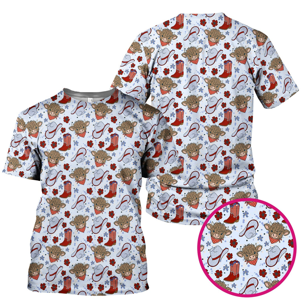 Highland Cow Cowboy Boots Nurse Scrub Top