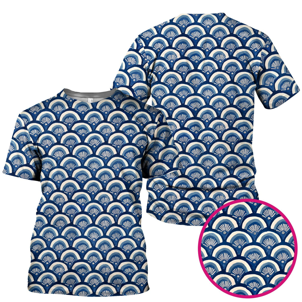 Blue Seashell Nurse Scrub Top