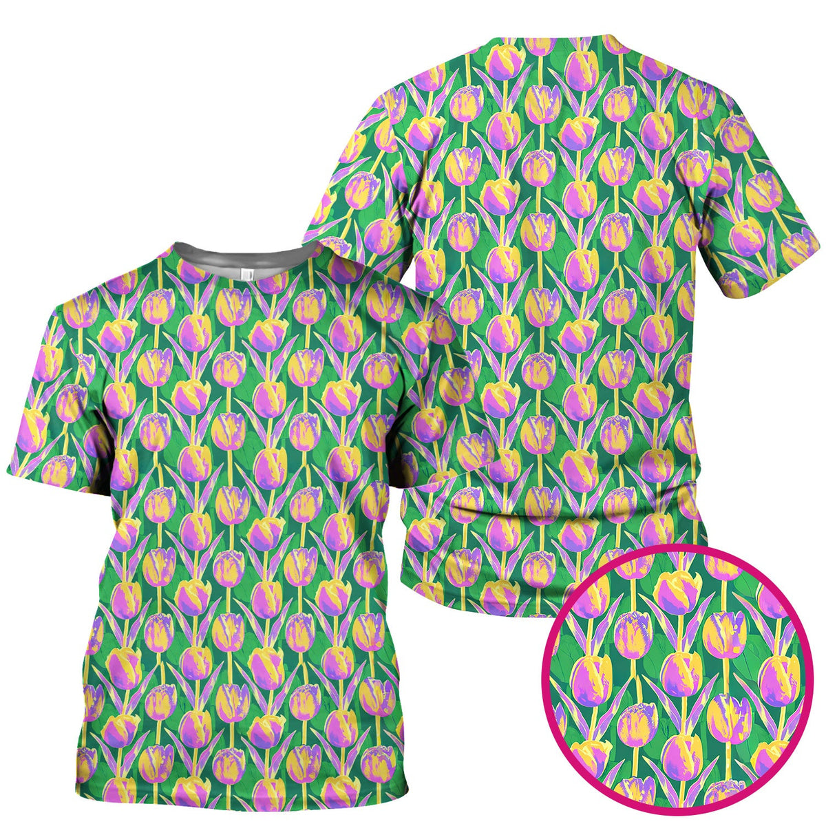 Colorful Tulip Floral Nurse Scrub Top