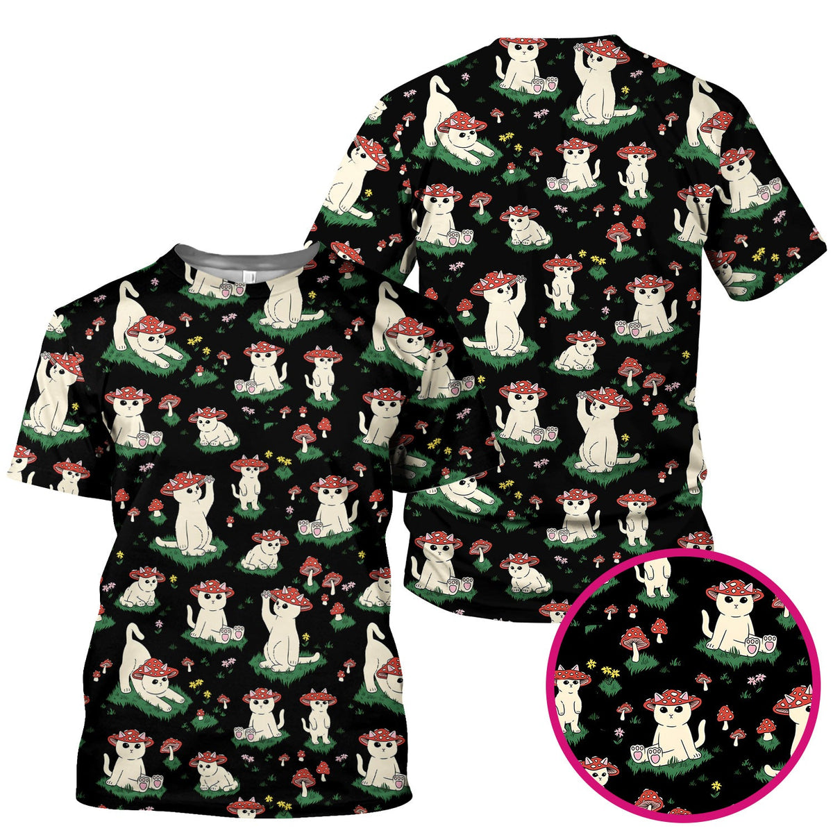 Mushroom Cat Nurse Scrub Top