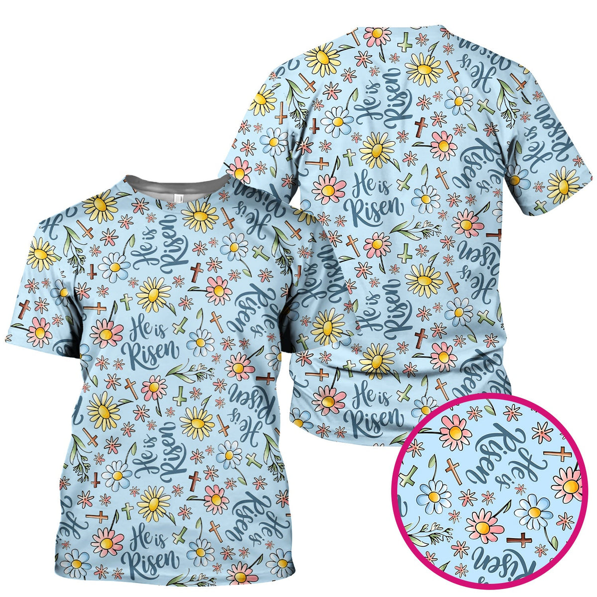 Risen Cross Flower Nurse Scrub Top - Easter Gift