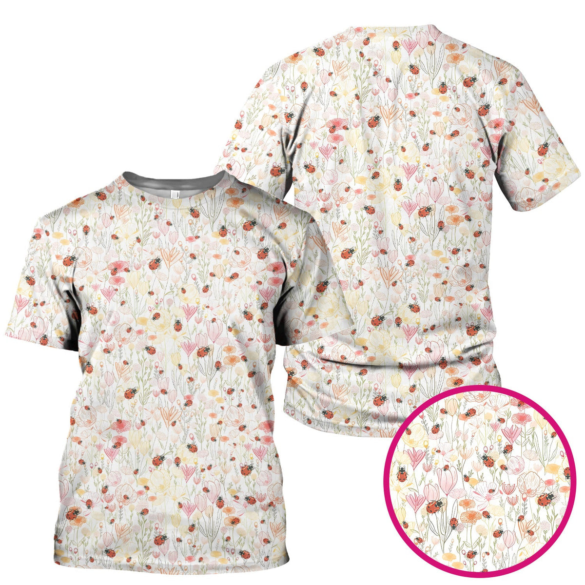 Wildflower Ladybug Garden Nurse Scrub Top