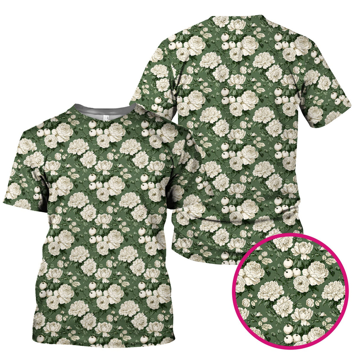 Elegant White Rose Garden Nurse Scrub Top