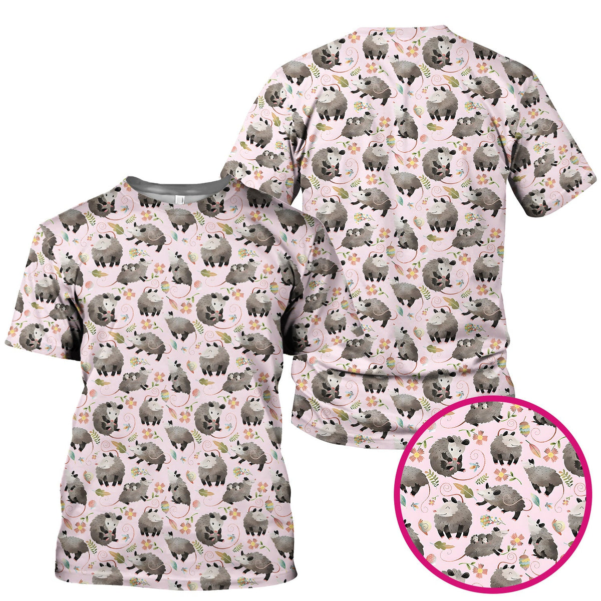 Opossum Playing Flower Garden Nurse Scrub Top