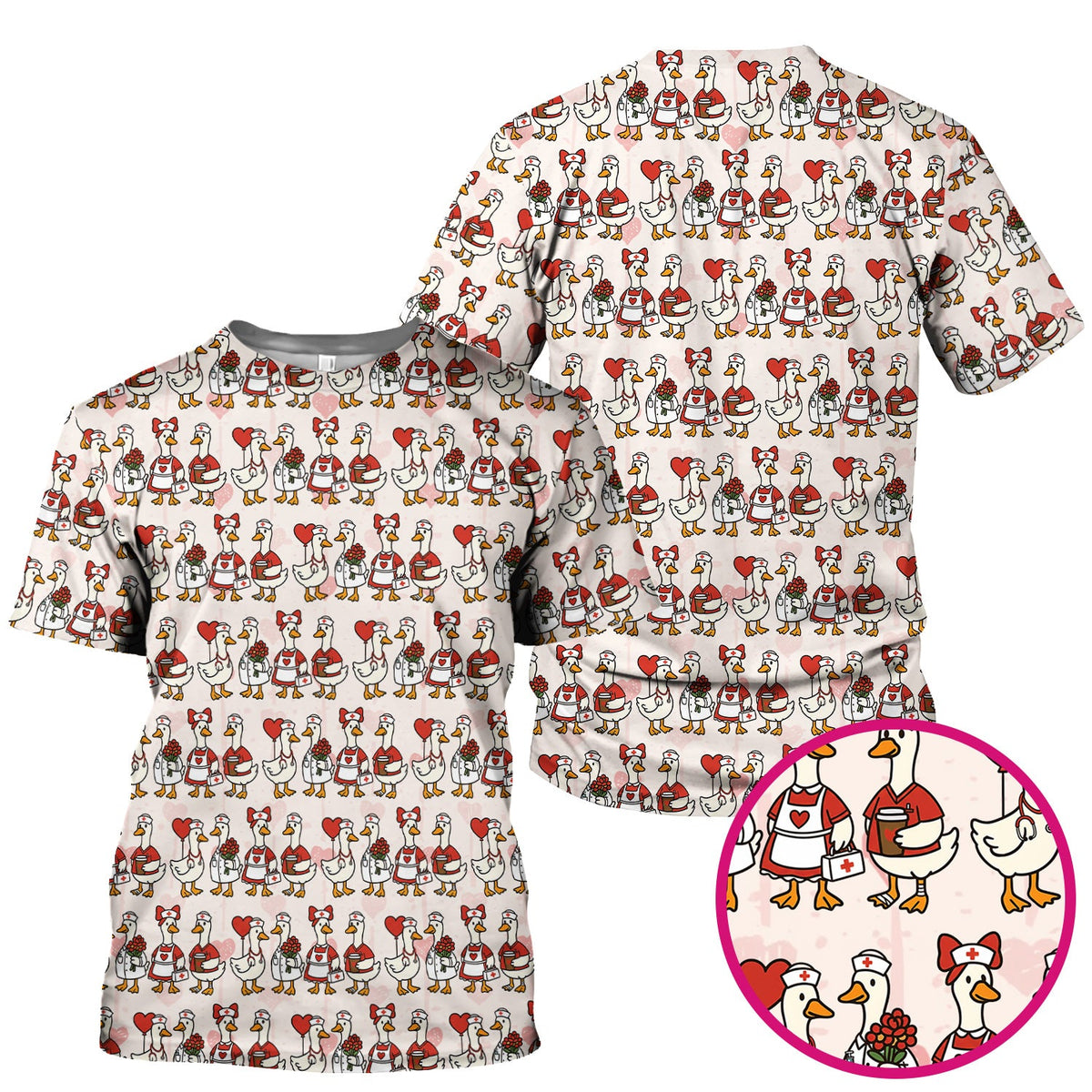 Valentine Nurse Goose Scrub Top
