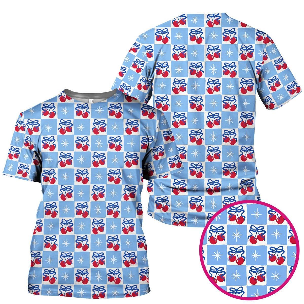 Cherry Bow Gingham Nurse Scrub Top