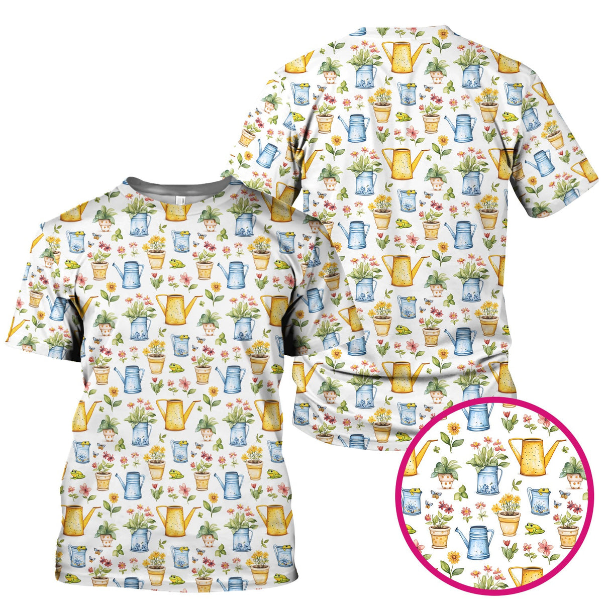 Watering Can Flower Pot Garden Nurse Scrub Top