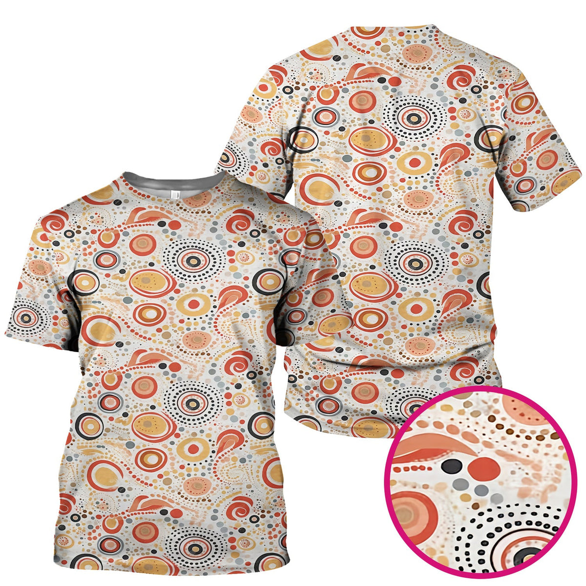 Abstract Earth Tone Dot Circle Nurse Scrub Top