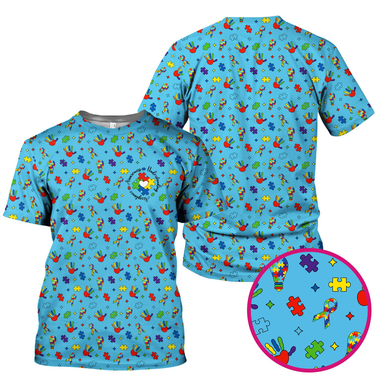 Autism Awareness Colorful Puzzle Nurse Scrub Top