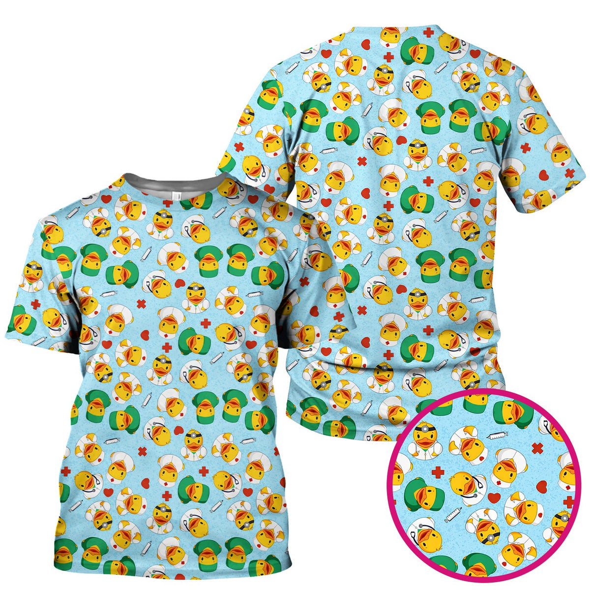 Duck Doctor Cartoon Nurse Scrub Top