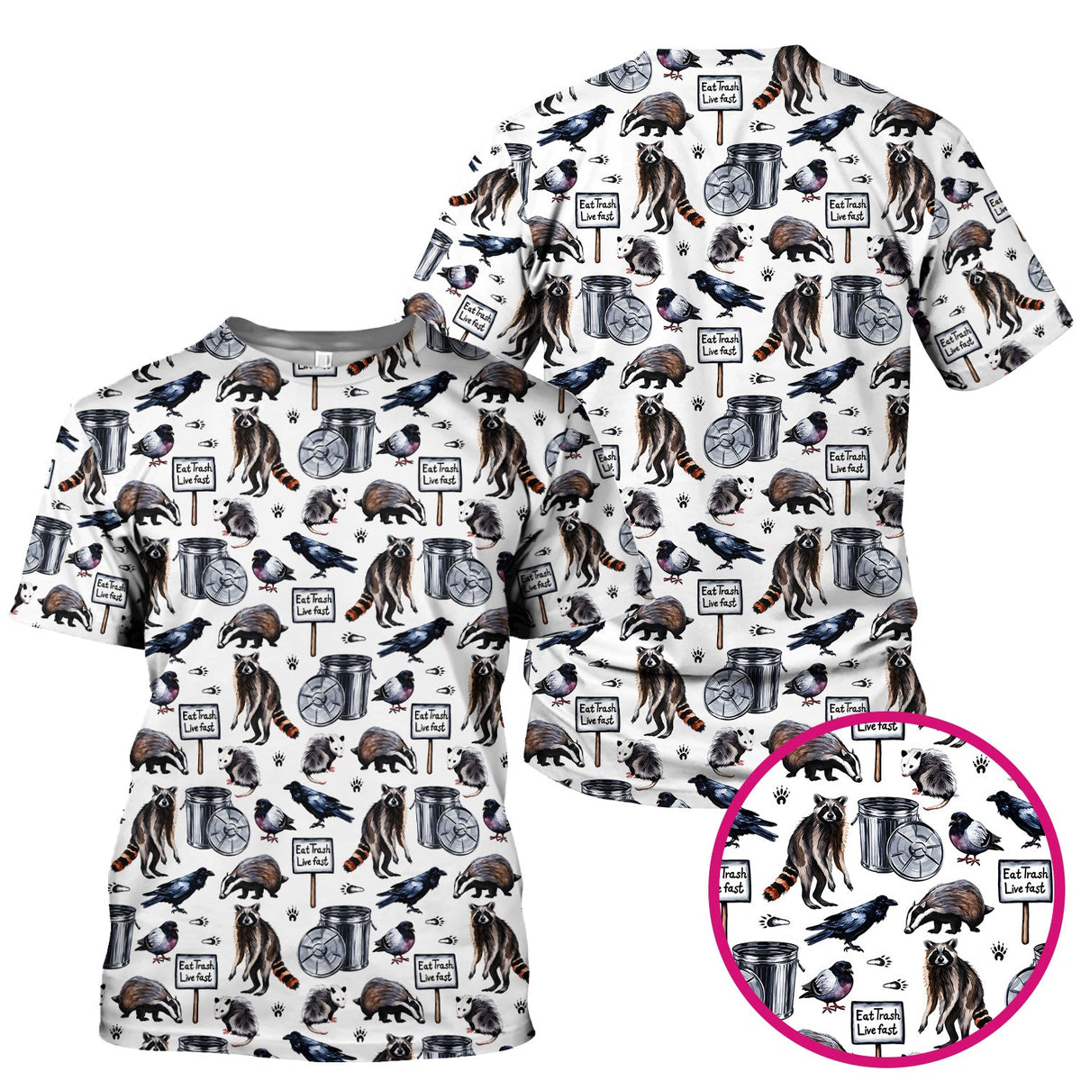 Raccoon Opossum Eat Trash Nurse Scrub Top