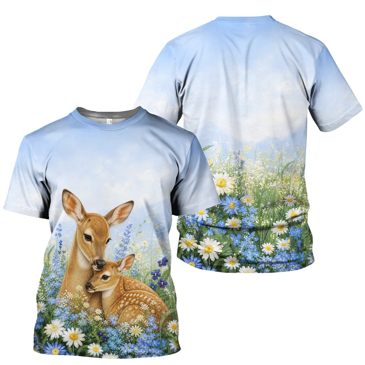 Deer Mother Baby Meadow Nurse Scrub Top