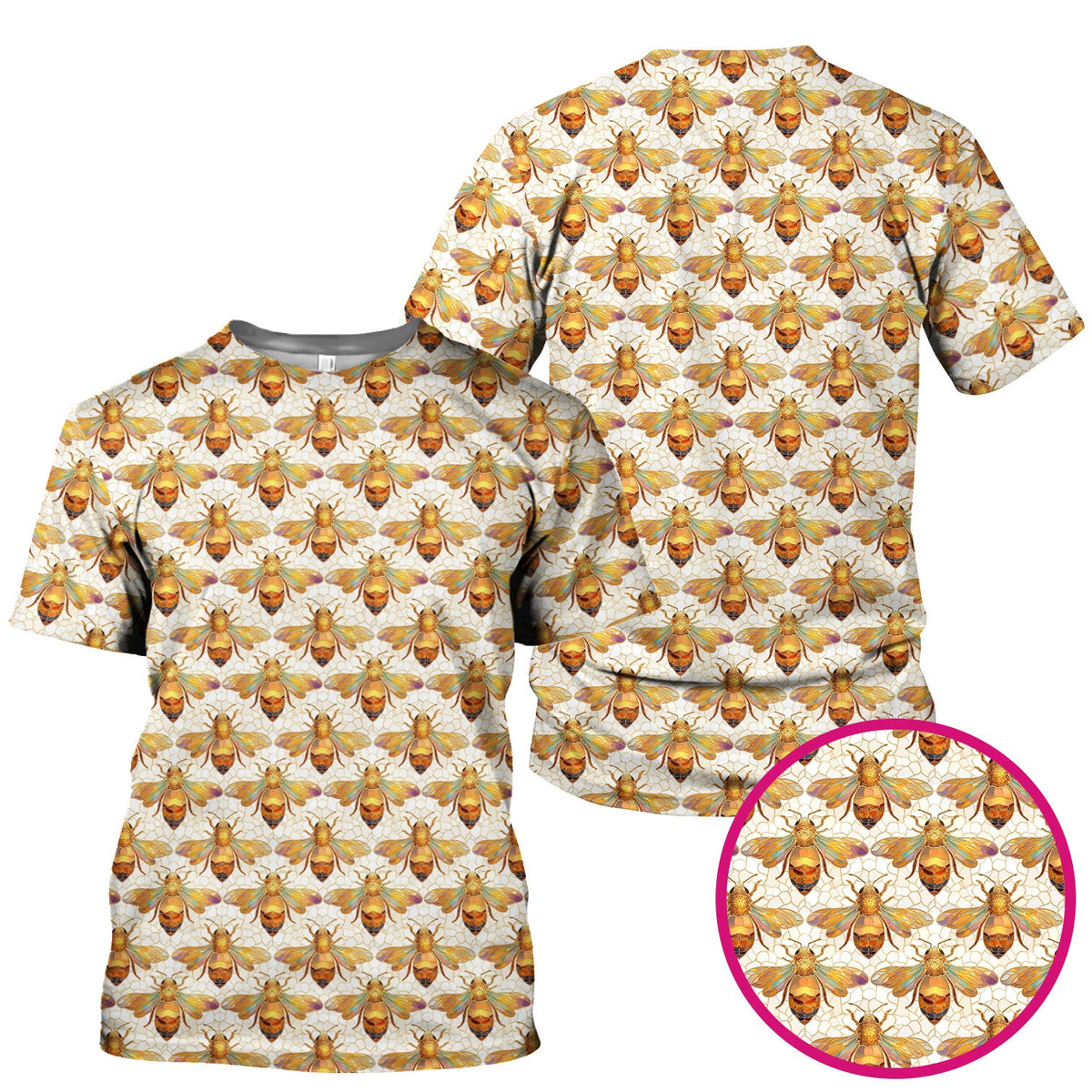 Golden Honey Bee Honeycomb Nurse Scrub Top