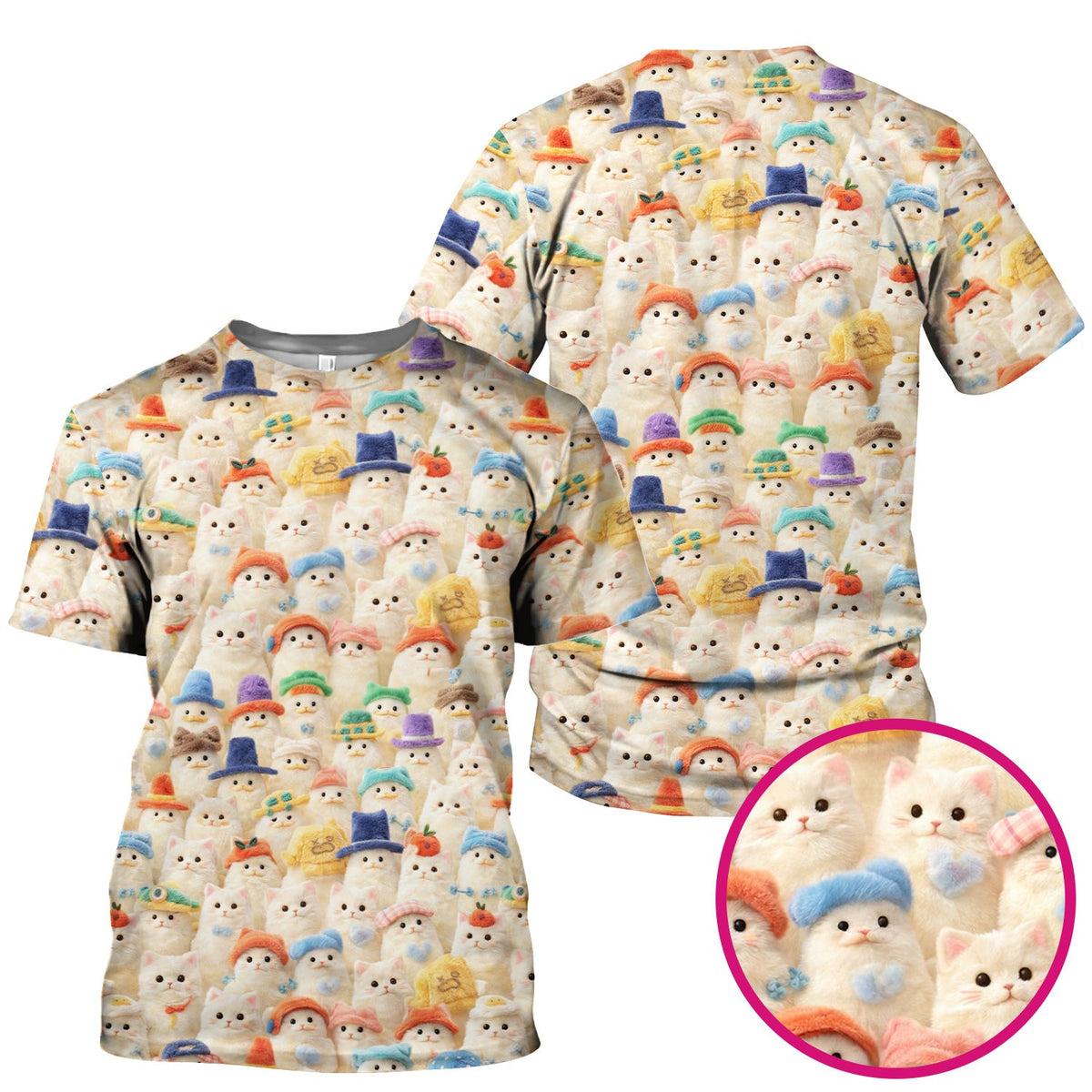 Adorable Cats Wearing Colorful Hats Nurse Scrub Top