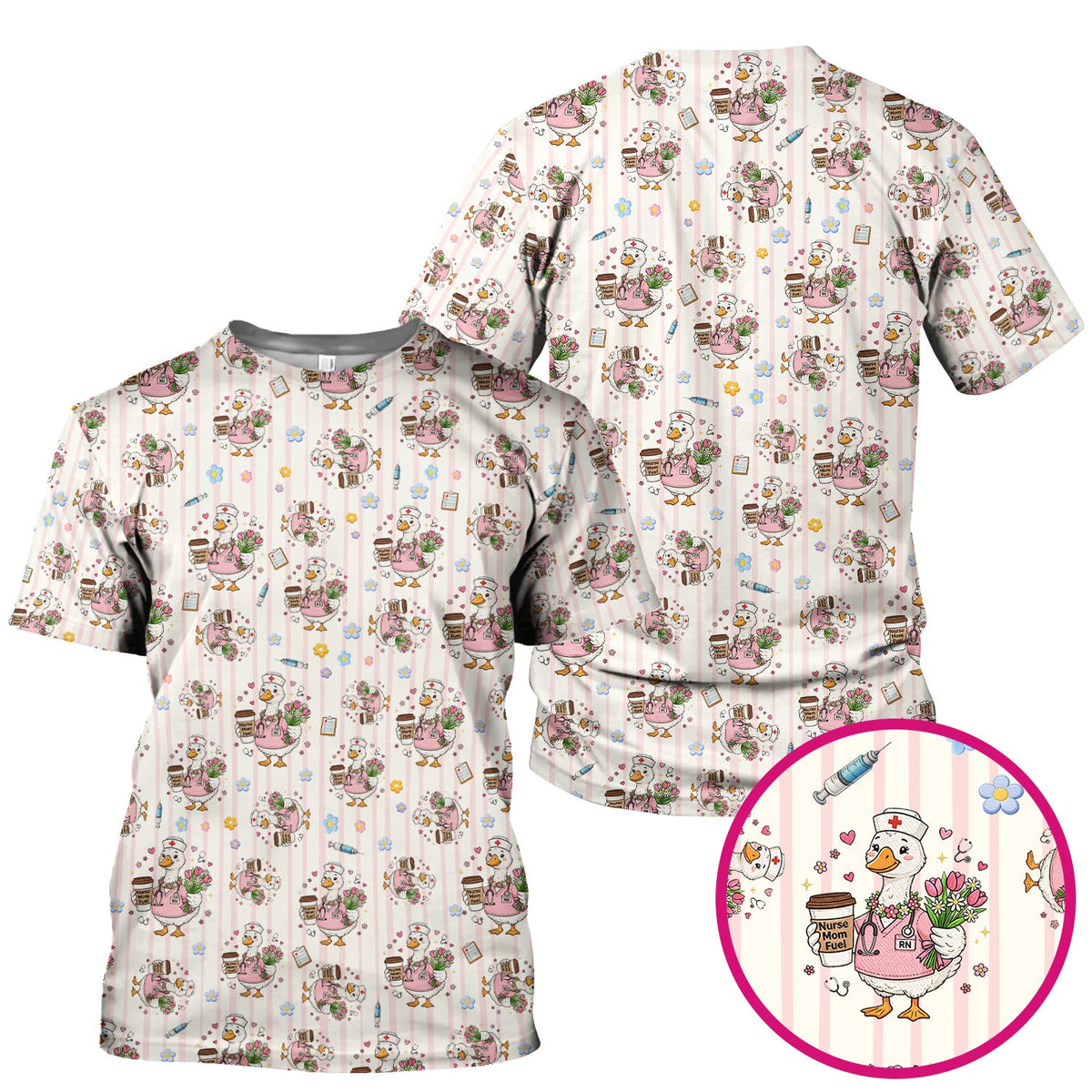 Cartoon Nurse Goose Scrub Top