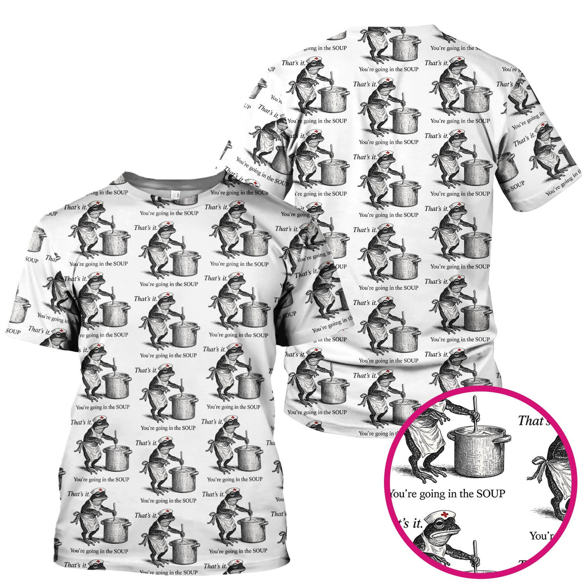 Funny Nurse Frog Cooking Soup Vintage Pattern Scrub Top, Comfortable Scrubs for Nurses