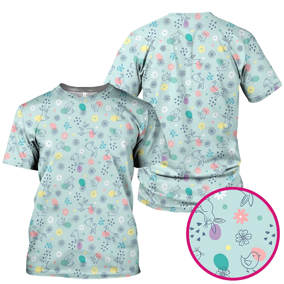 Whimsical Easter Bunny Eggs Nurse Scrub Top