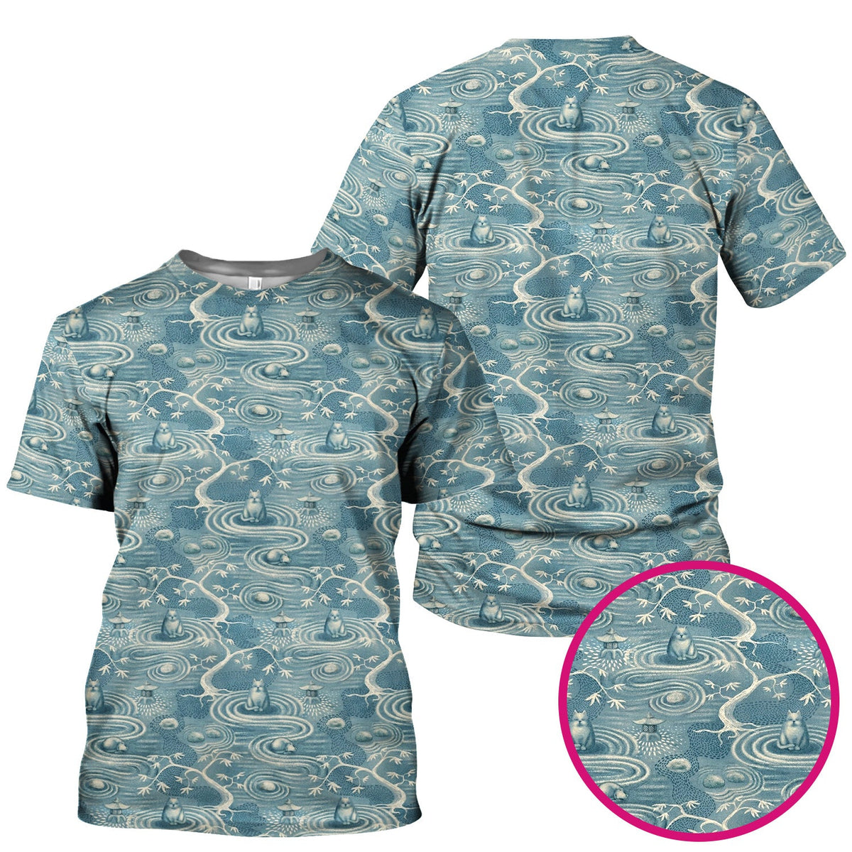 Zen Cat Water Garden Nurse Scrub Top