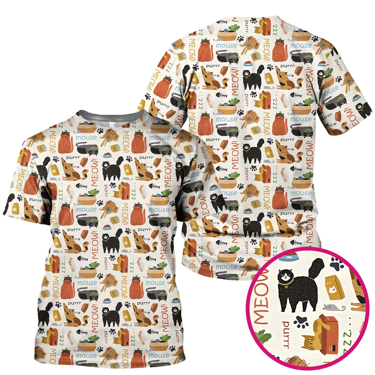 Meow Purr Cat Nurse Scrub Top
